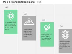 Target location travel destination path traffic light ppt icons graphics