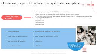 Target Marketing Process Optimize On Page SEO Include Title Tag And Meta Descriptions