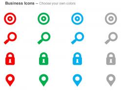 Target search locked gps location ppt icons graphics