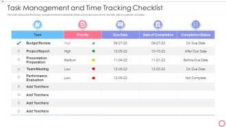 Task management and time tracking checklist