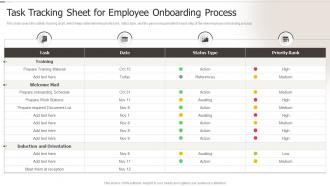 Task Tracking Sheet For Employee Onboarding Process
