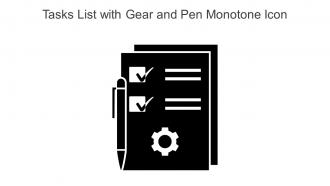 Tasks List With Gear And Pen Monotone Icon In Powerpoint Pptx Png And Editable Eps Format