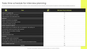 Tasks Time Schedule For Interview Planning Strategic Plan To Improve Recruitment Process