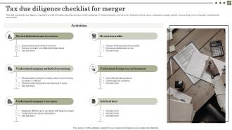 Tax Due Diligence Checklist For Merger
