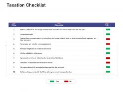 Taxation checklist investigation for investment ppt powerpoint presentation background images
