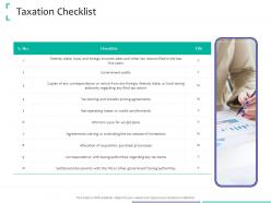 Taxation Checklist Strategic Due Diligence Ppt Powerpoint Presentation Ideas Master