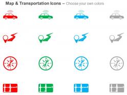 Taxi service location indication compass path ppt icons graphics