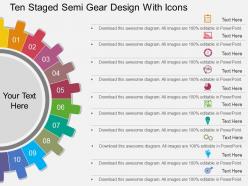Tb ten staged semi gear design with icons flat powerpoint design