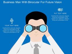 Td business man with binocular for future vision flat powerpoint design