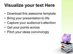 Teacher powerpoint templates piggy with books education ppt slides