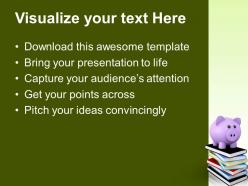 Teacher powerpoint templates piggy with books education ppt slides