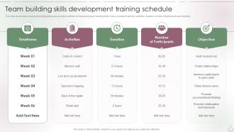 Team Building Skills Development Training Schedule