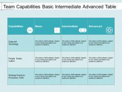 Team capabilities basic intermediate advanced table