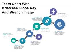Team chart with briefcase globe key and wrench image