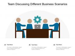 Team discussing different business scenarios