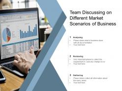 Team discussing on different market scenarios of business