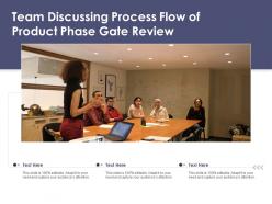 Team discussing process flow of product phase gate review