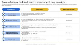 Team Efficiency And Work Quality Improvement Best Practices