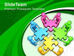 Team efforts to assemble jigsaw puzzles powerpoint templates ppt themes and graphics 0213