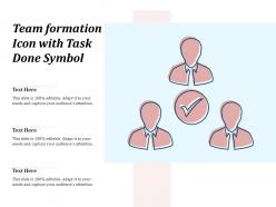 Team formation icon with task done symbol