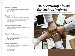 Team Forming Phases For Various Projects