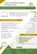 Team foundation program one page summary presentation report infographic ppt pdf document