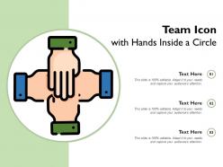Team icon with hands inside a circle