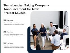 Team leader making company announcement for new project launch