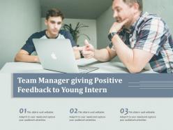 Team manager giving positive feedback to young intern