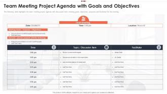 Team Meeting Project Agenda With Goals And Objectives