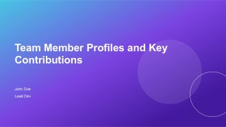Team Member Profiles And Key Contributions PPT Designs AT