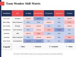 Team member skill matrix team member six sigma role