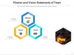Team mission and vision puzzle infographic highlighting business objective