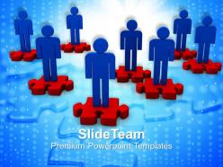 Team of 3d men on puzzle pieces powerpoint templates ppt themes and graphics