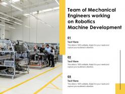 Team of mechanical engineers working on robotics machine development