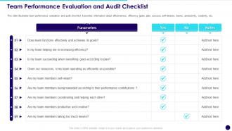Team Performance Evaluation And Audit Checklist Developing Effective Team