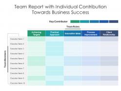 Team report with individual contribution towards business success