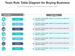 Team role table diagram for buying business infographic template