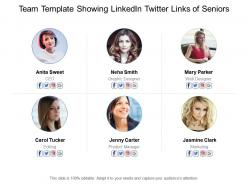 Team template showing linkedin twitter links of seniors