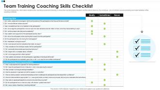 Team Training Coaching Skills Checklist