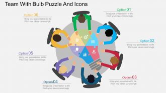 team_with_bulb_puzzle_and_icons_flat_powerpoint_design_Slide01