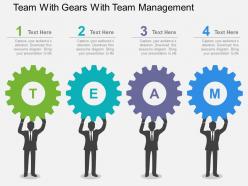 Team With Gears With Team Management Flat Powerpoint Design