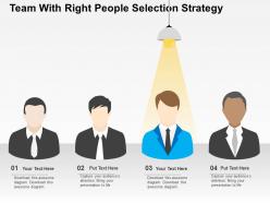 Team with right people selection strategy flat powerpoint design
