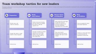 Team Workshop Tactics For New Leaders