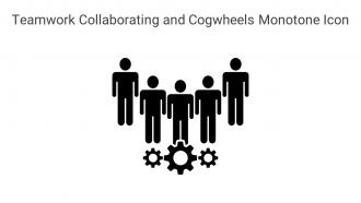 Teamwork Collaborating And Cogwheels Monotone Icon In Powerpoint Pptx Png And Editable Eps Format