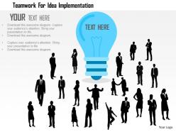 Teamwork for idea implementation flat powerpoint design
