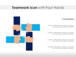 Teamwork icon with four hands