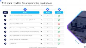 Tech Stack Checklist For Programming Applications PPT Presentation