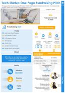 Tech startup one page fundraising pitch presentation report infographic ppt pdf document