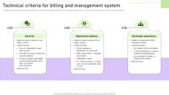 Technical Criteria For Billing And Management System Streamlining Customer Support